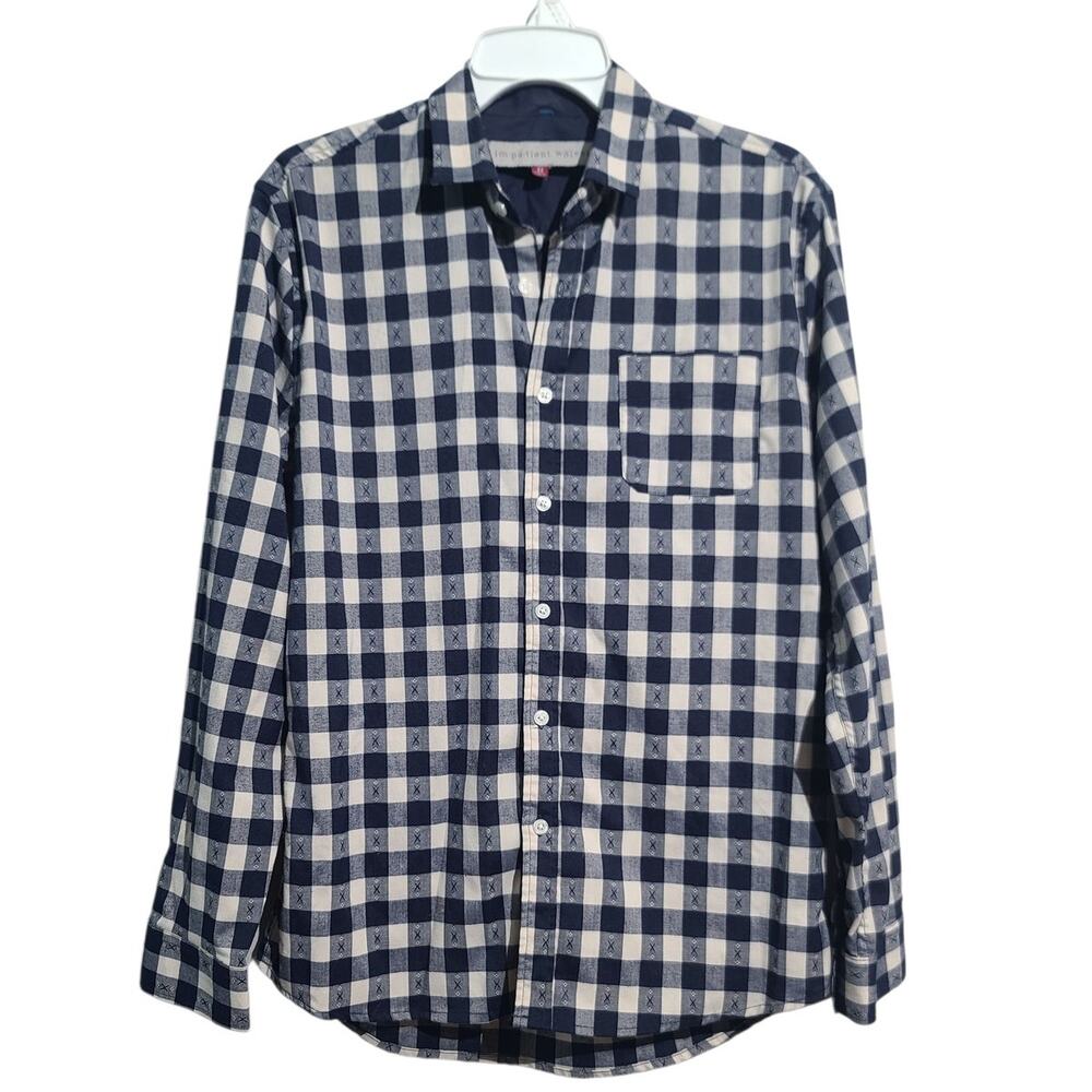 Impatient Wolves Blue Gingham Print Button Shirt Size M